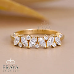 Marquise Round Lab Diamond Eternity Band