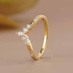 Marquise Lab Diamond Curved Wedding Band