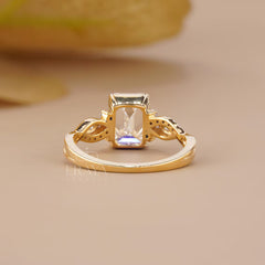 Emerald Cut Lab Diamond Twisted Pave Ring