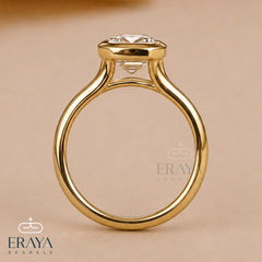 Asscher Cut Lab Diamond Bezel Split Shank Ring