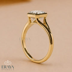Asscher Cut Lab Diamond Bezel Split Shank Ring