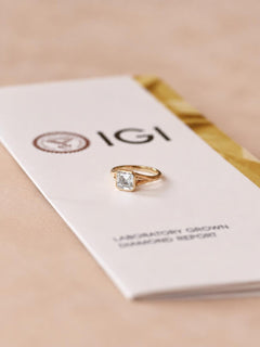 Asscher Cut Lab Diamond Bezel Split Shank Ring