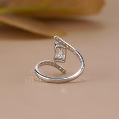 Emerald Cut Lab Diamond Pave Bypass Ring