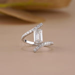 Emerald Cut Lab Diamond Pave Bypass Ring