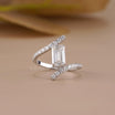 Emerald Cut Lab Diamond Pave Bypass Ring