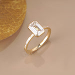 Emerald Cut Lab Diamond Bezel Baguette Ring
