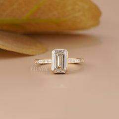 Emerald Cut Lab Diamond Bezel Baguette Ring
