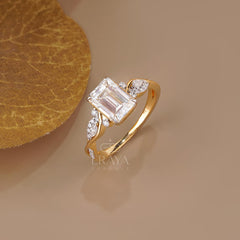 Emerald Cut Lab Diamond Twisted Pave Ring