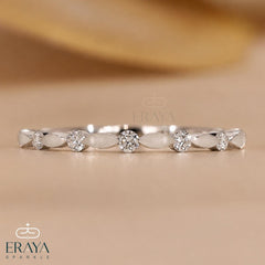Marquise Inspired Lab Diamond Wedding Band