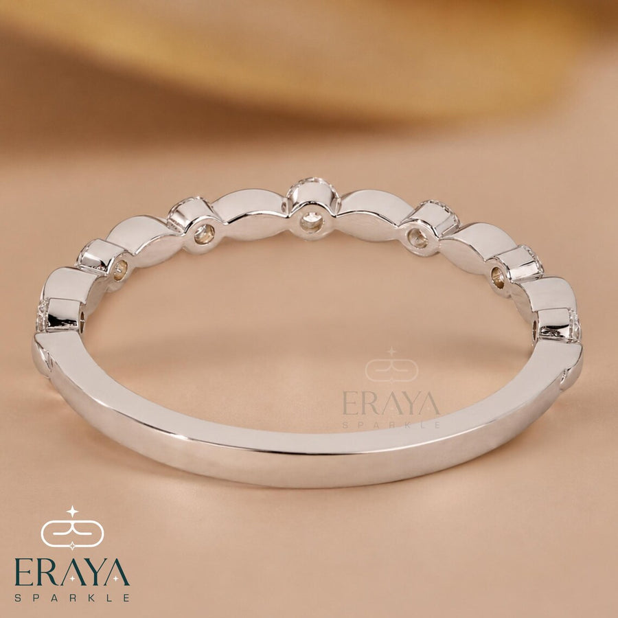 Marquise Inspired Lab Diamond Wedding Band