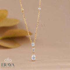 Emerald Pear Lab-Grown Diamond Drop Necklace