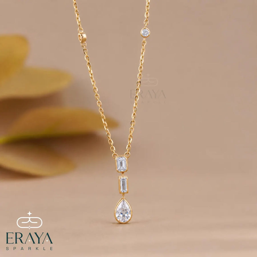 Emerald Pear Lab-Grown Diamond Drop Necklace