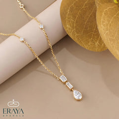 Emerald Pear Lab-Grown Diamond Drop Necklace