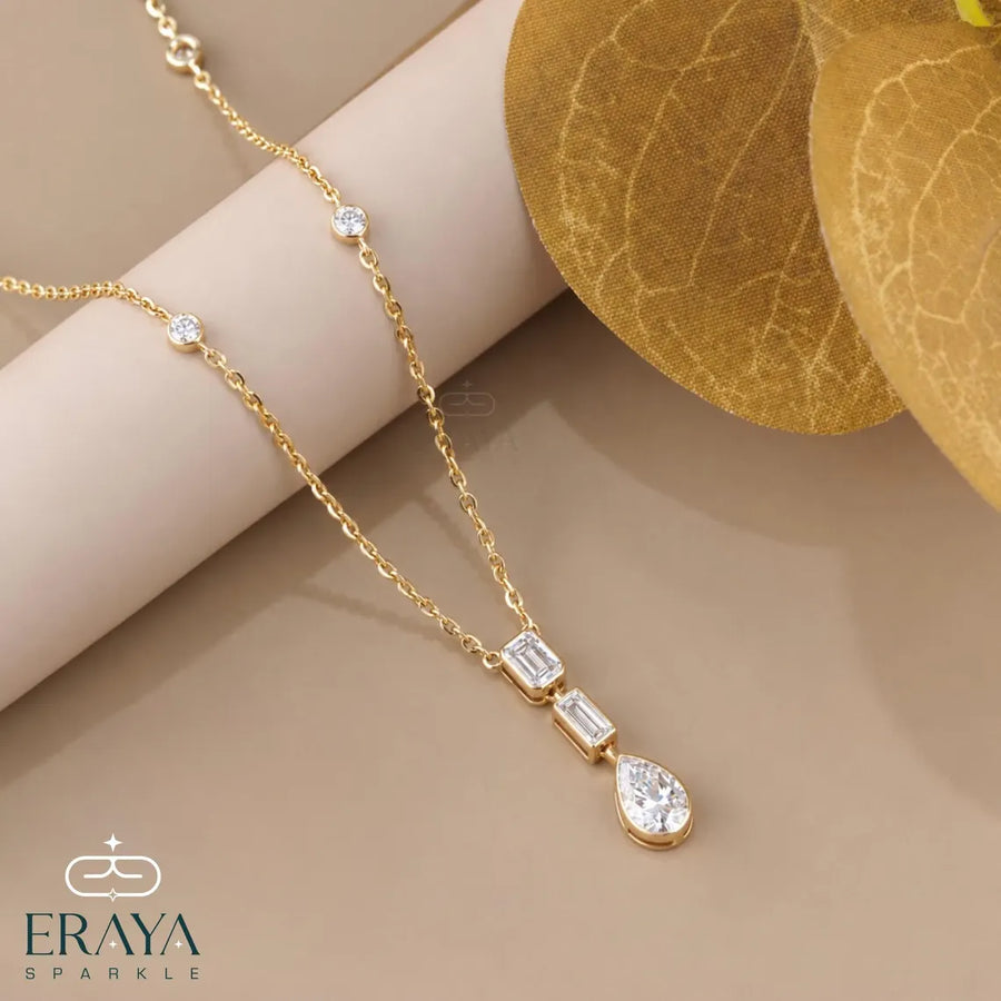 Emerald Pear Lab-Grown Diamond Drop Necklace