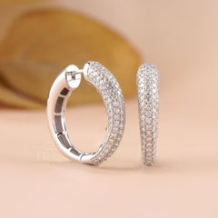 Large Pavé Lab-Grown Diamond Hoop Earrings