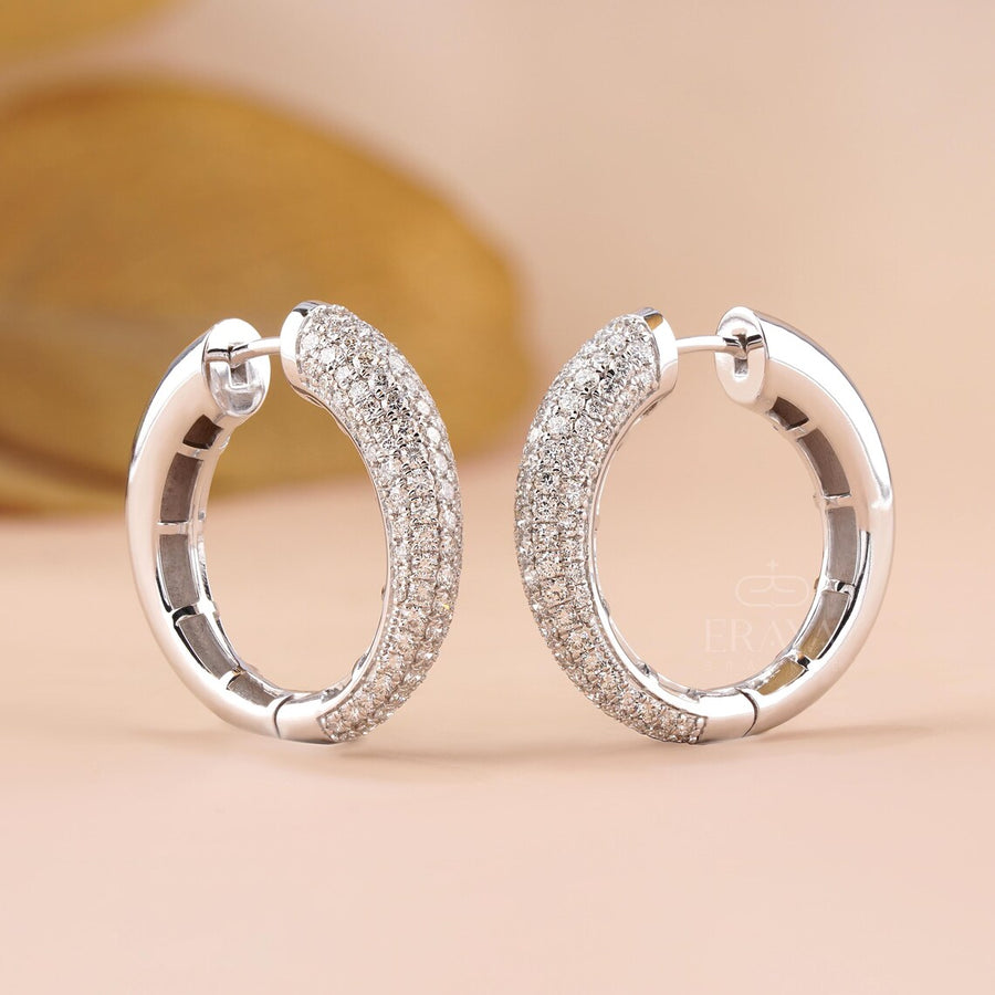 Large Pavé Lab-Grown Diamond Hoop Earrings