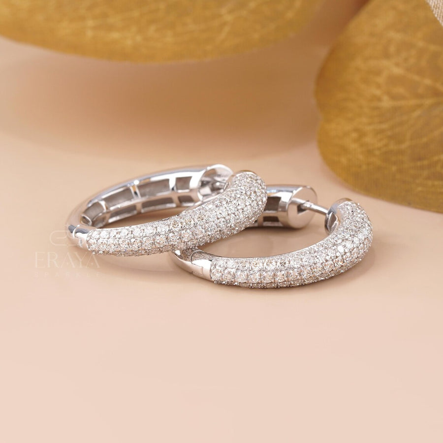 Large Pavé Lab-Grown Diamond Hoop Earrings