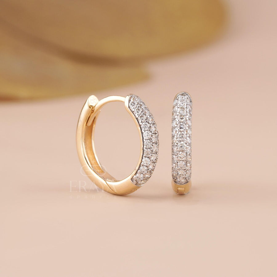 Square Pavé Lab-Grown Diamond Hoop Earrings