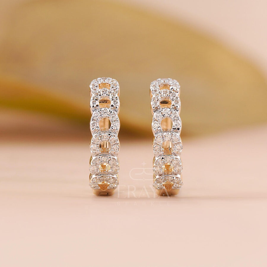 Linked Pavé Lab-Grown Diamond Hoop Earrings