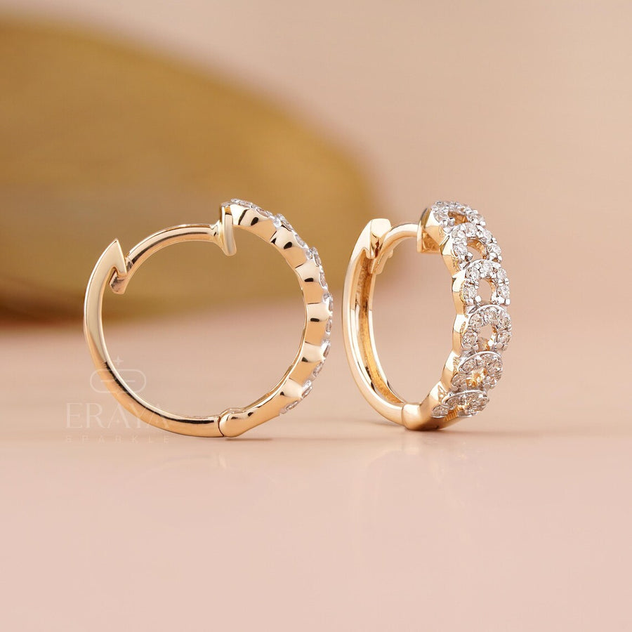 Linked Pavé Lab-Grown Diamond Hoop Earrings