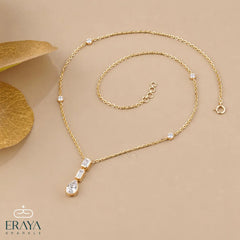 Emerald Pear Lab-Grown Diamond Drop Necklace