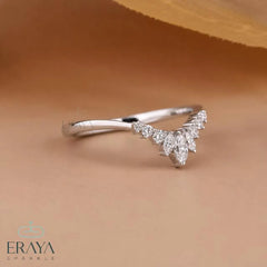 Marquise Lab Diamond Chevron Wedding Band