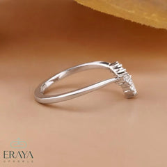 Marquise Lab Diamond Chevron Wedding Band
