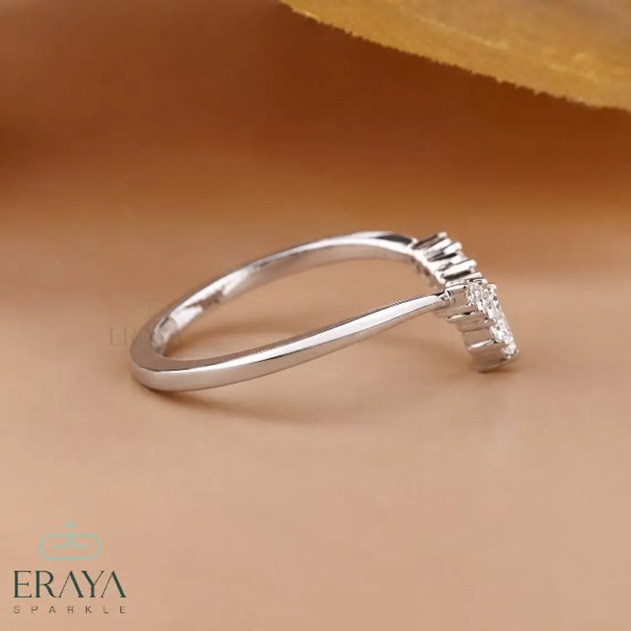 Marquise Lab Diamond Chevron Wedding Band
