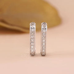 Rectangle Pavé Lab-Grown Diamond Hoop Earrings