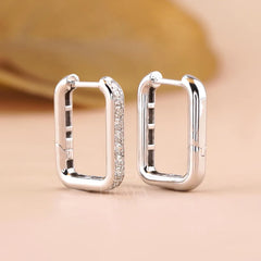 Rectangle Pavé Lab-Grown Diamond Hoop Earrings