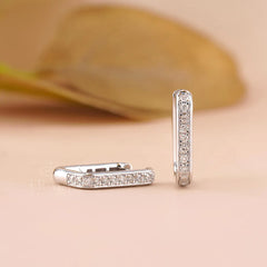 Rectangle Pavé Lab-Grown Diamond Hoop Earrings