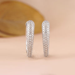 Large Pavé Lab-Grown Diamond Hoop Earrings