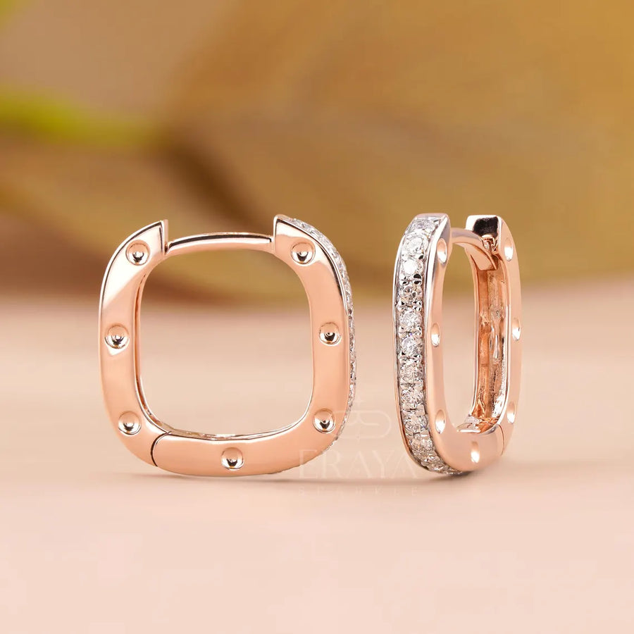 Square Pavé Lab-Grown Diamond Hoop Earrings