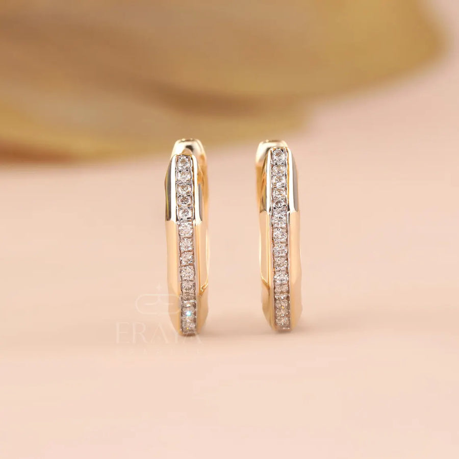 Geometric Hexagon Lab-Grown Diamond Hoops