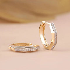 Geometric Hexagon Lab-Grown Diamond Hoops