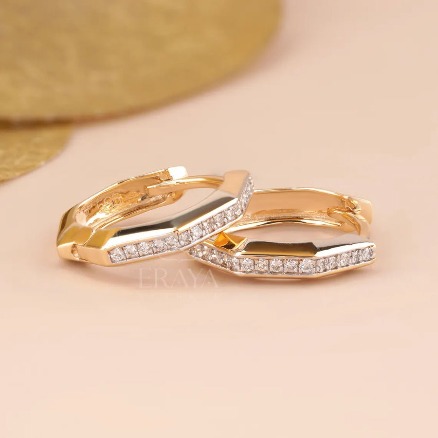 Geometric Hexagon Lab-Grown Diamond Hoops