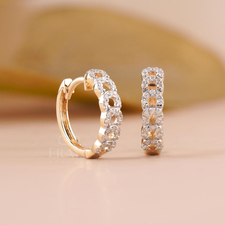 Linked Pavé Lab-Grown Diamond Hoop Earrings