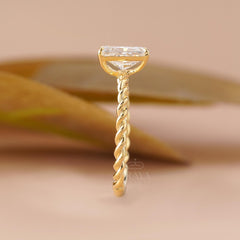 Radiant Cut Lab Diamond Twisted Rope Ring