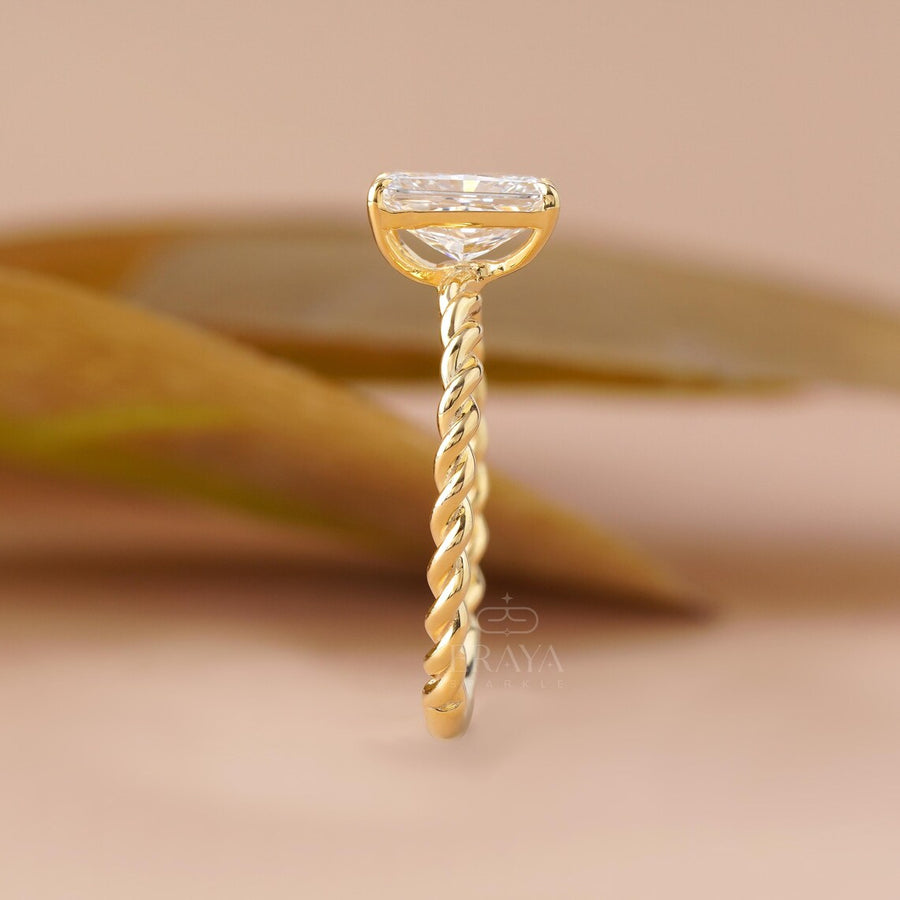 Radiant Cut Lab Diamond Twisted Rope Ring