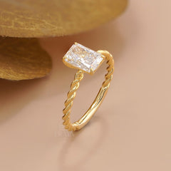 Radiant Cut Lab Diamond Twisted Rope Ring