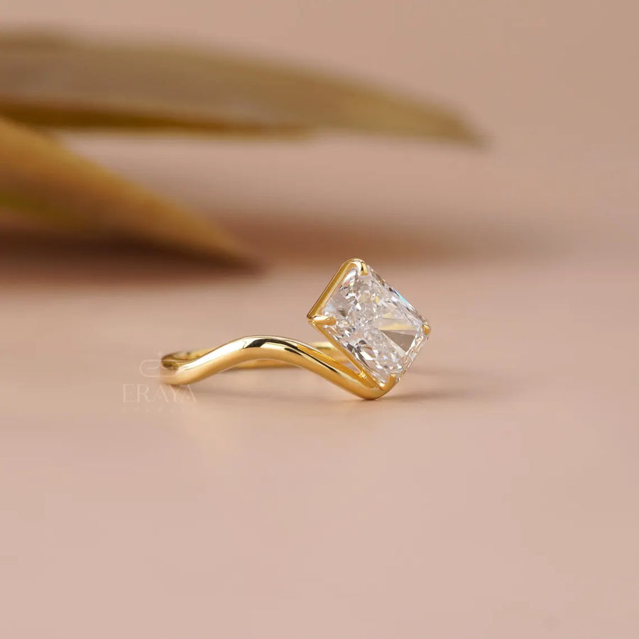 Radiant Cut Lab Diamond Curved Band Ring