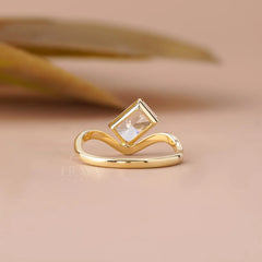 Radiant Cut Lab Diamond Curved Band Ring