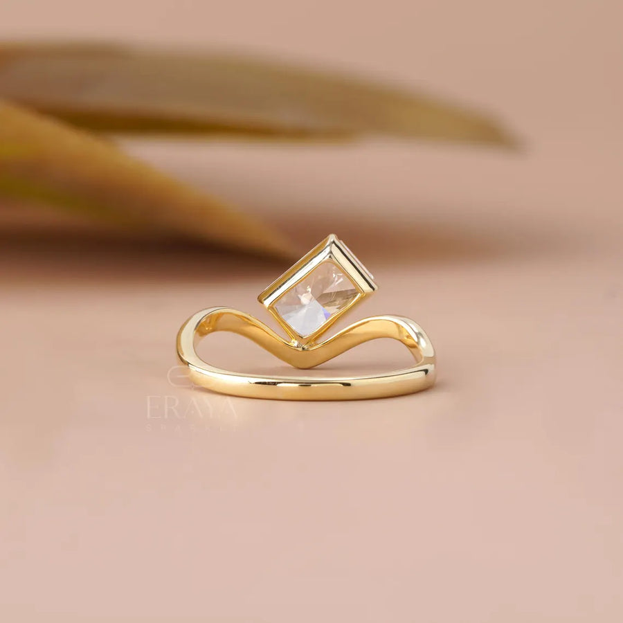 Radiant Cut Lab Diamond Curved Band Ring
