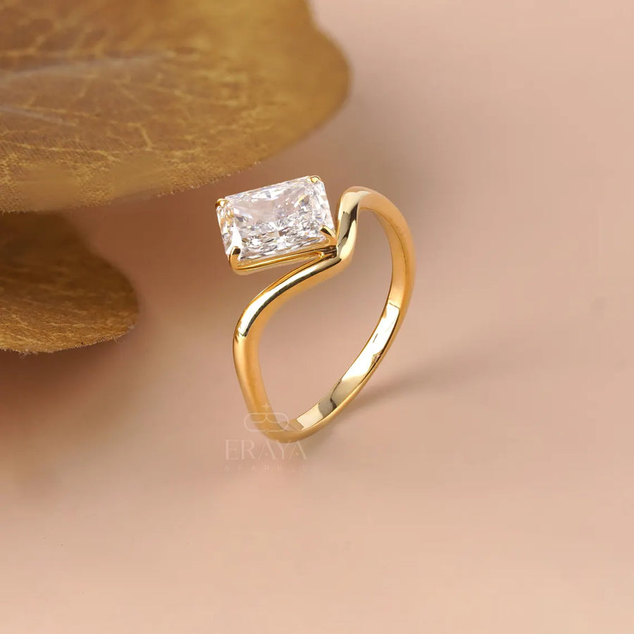 Radiant Cut Lab Diamond Curved Band Ring
