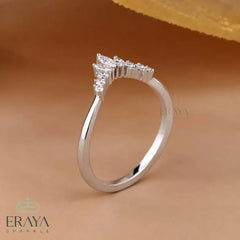 Marquise Lab Diamond Chevron Wedding Band