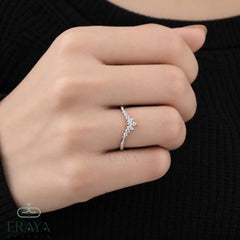 Marquise Lab Diamond Chevron Wedding Band