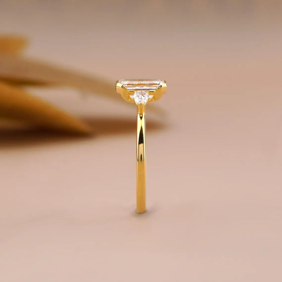 Emerald Cut Lab Diamond Three Stone Ring