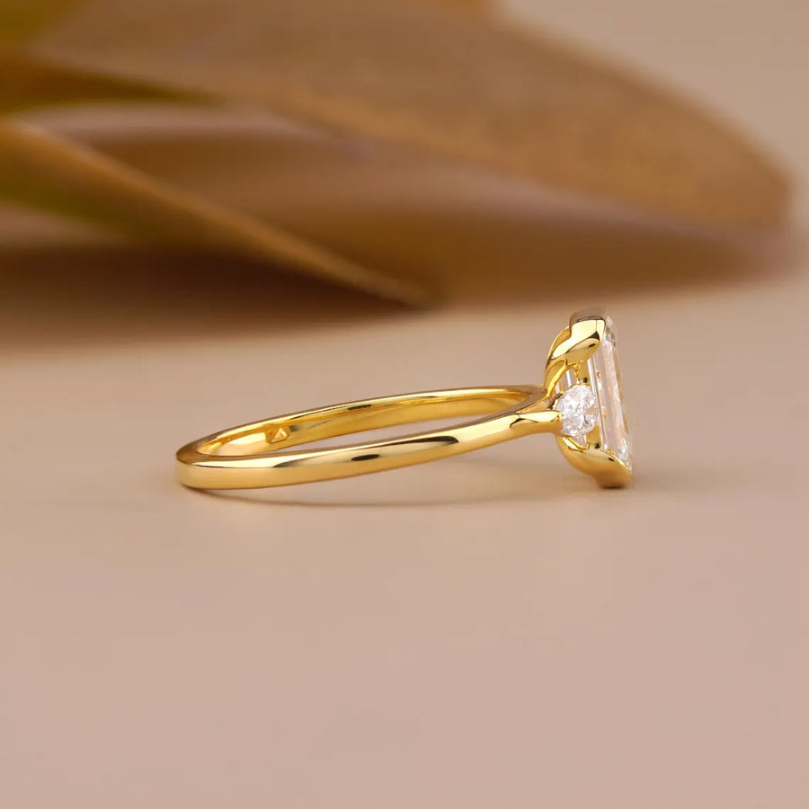 Emerald Cut Lab Diamond Three Stone Ring