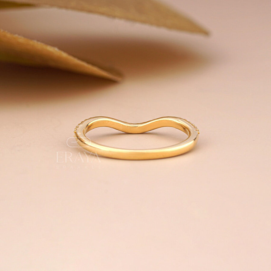 Curved Lab Diamond U Shaped Bridal Wedding Band