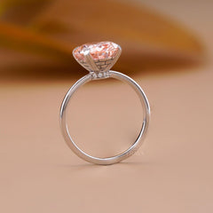 Pink Oval Lab Diamond Hidden Halo Ring